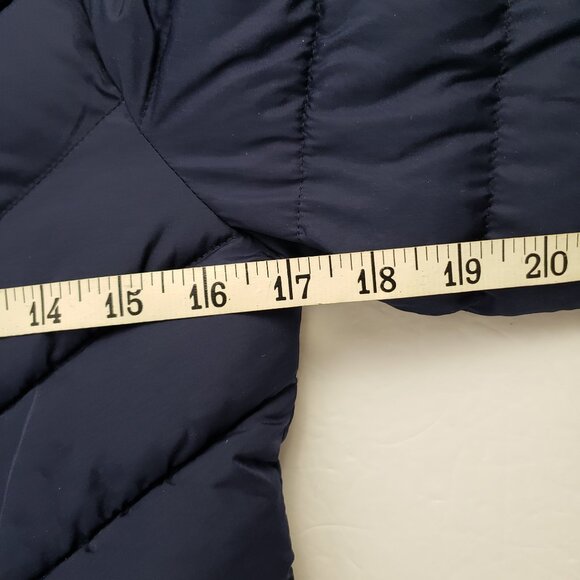 Gap XS Navy Uniform Blue Puffer Lavender Lining Jacket Coat Fall Winter - Picture 11 of 15